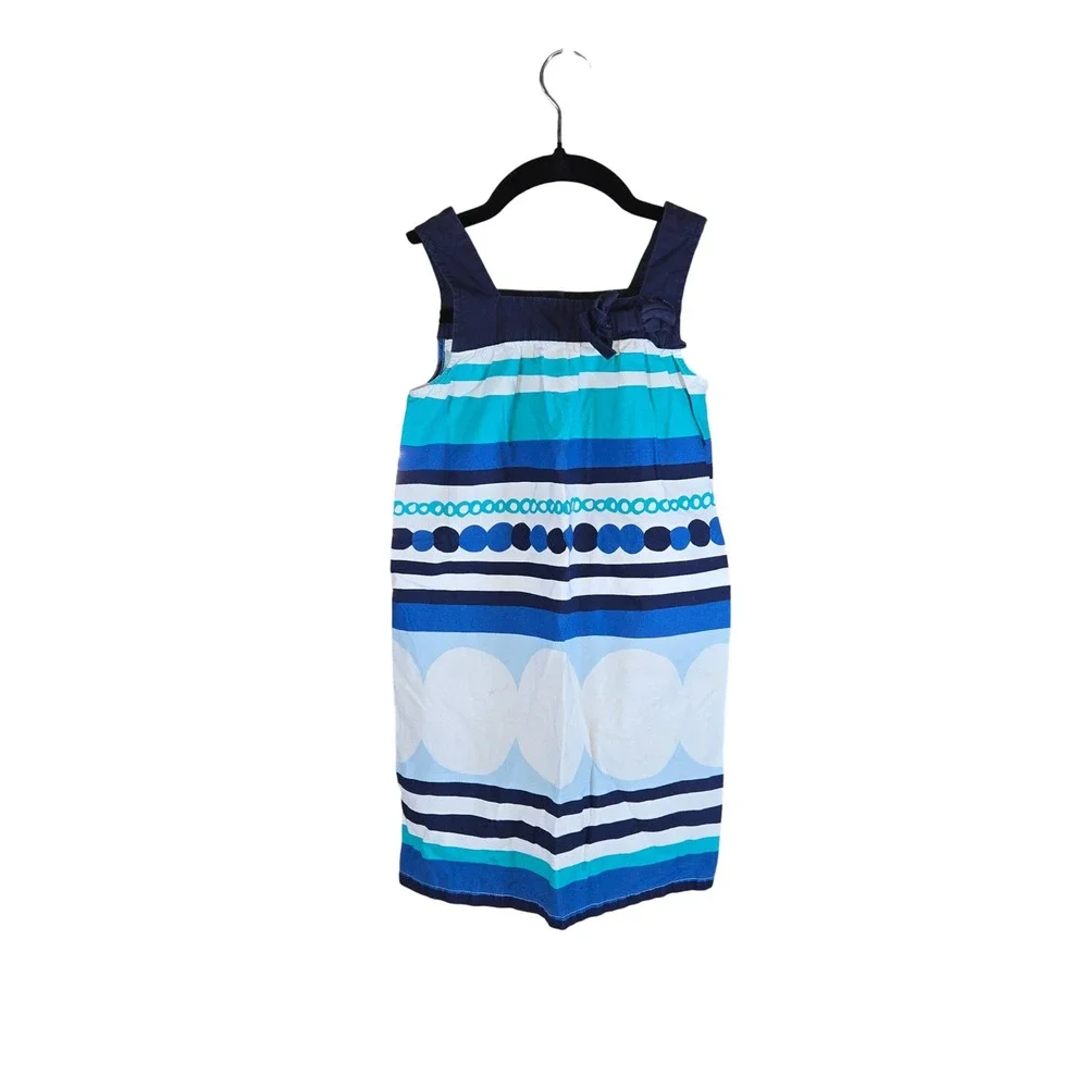 Gymboree Girls Size 7 Dress Blue‎ White Striped Sleeveless Bow Summer Casual